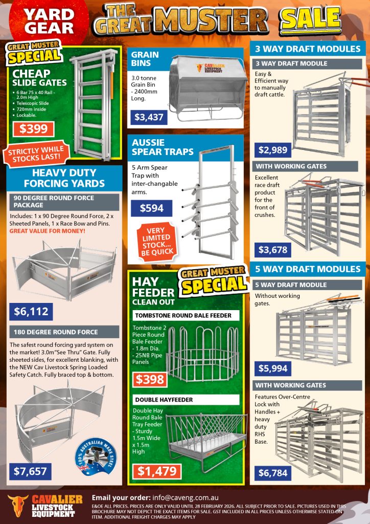 Cavalier Livestock Equipment – Great Muster Sale Yard Gear Cavalier livestock yard gear including feeders, draft modules and forcing yards on sale